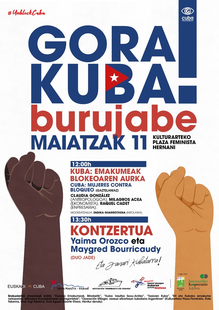 🇨🇺✊“Gora Kuba Burujabe!” jardunaldiak Kubako emakumeek AEBen blokeoaren aurrean duten erresistentzia azalduko du. 📍 Hernani (Gipuzkoa), maiatzak 11 larunbata. Informazio guztia hemen👇 shre.ink/8gaD