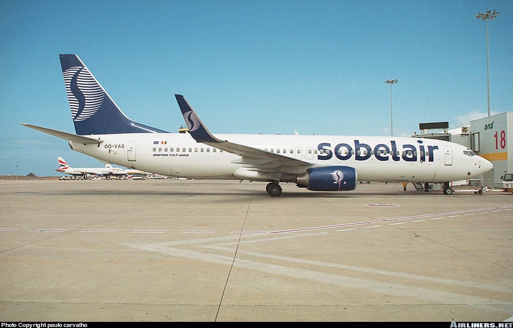 A Sobelair B737-800 seen here in this photo at Faro Airport in July 2003 #avgeeks 📷- Paulo Carvalho