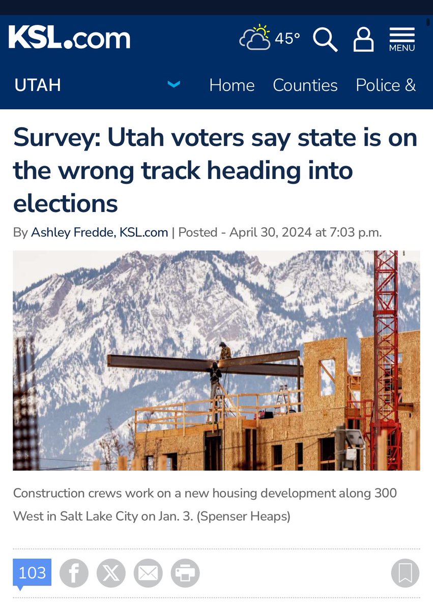 'For the first time, the majority of Utah voters say that we've had a bad five years and things are heading in the wrong direction,' said Shawn Teigen, president of the Utah Foundation. 'They are truly fed up.'
#utpol
#Lymanforgovernor
ksl.com/article/509970…
