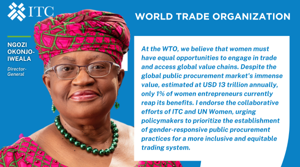 .@WTO endorses our campaign to call on policymakers to take bolder action on gender-responsive public procurement (#GRPP). Learn more about the countries and organizations supporting our global GRPP campaign here: tinyurl.com/mv467t92