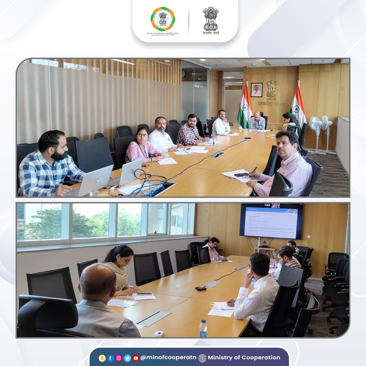 Dr. Ashish Kumar Bhutani, Secretary, MoC, held a meeting with the officials of the National Fisheries Development Board (NFDB), today. They discussed the plan for establishing primary fisheries cooperatives in uncovered panchayats/villages. #SahakarSeSamriddhi