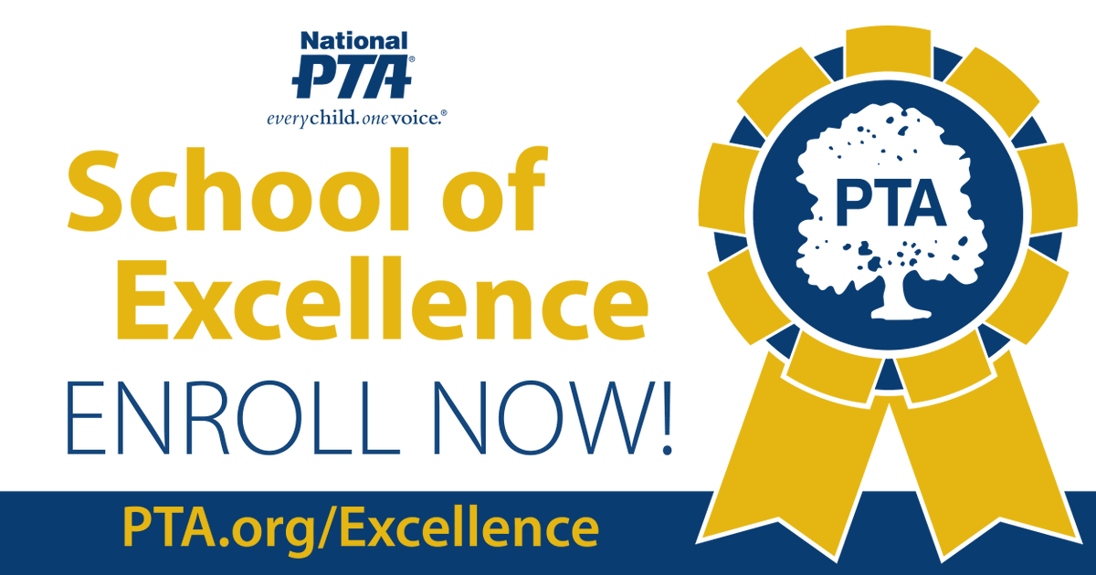 Enrollment in National PTA’s 2024-2025 School of Excellence program is now open! Visit PTA.org/Excellence to learn more about the program and enroll. #PTAExcellence