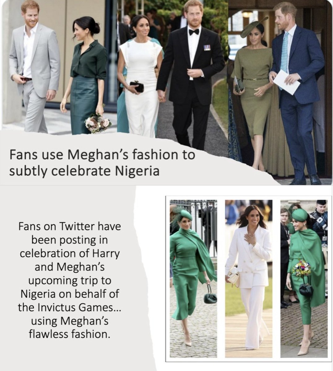 #Sussexsquad is so creative. What a charming way to celebrate the invite from the Defense Ministry of Nigeria.  The squad joyously collectively celebrates every activity of #HarryandMeghan 

A big thank you to the squaddie that put together this collage.