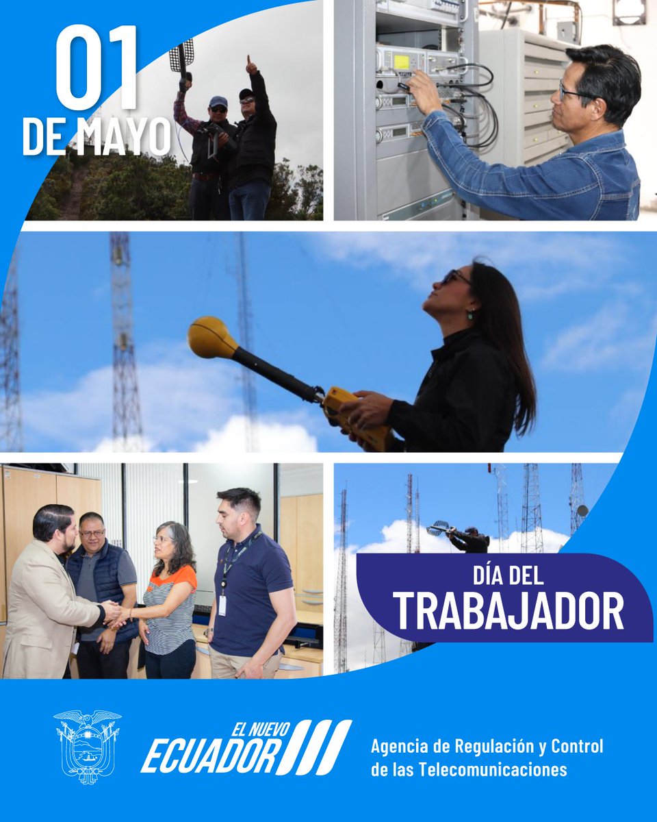🗓️🇪🇨 | Apoyar a los trabajadores, servidores y funcionarios del sector de las telecomunicaciones, es decirle sí al desarrollo de la tecnología, innovación, conectividad y el futuro de nuestros ciudadanos. En el #DíaDelTrabajador #CuidamosTusConexiones por #ElNuevoEcuador.