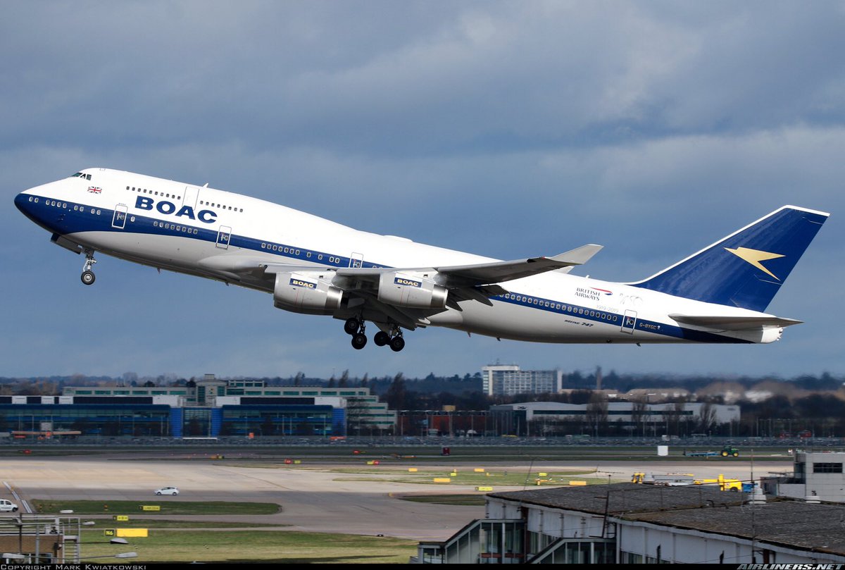 A British Airways BOAC retro livery B747-400 seen here in this photo at London Heathrow Airport in March 2019 #avgeeks 📷- Mark Kwaikowski