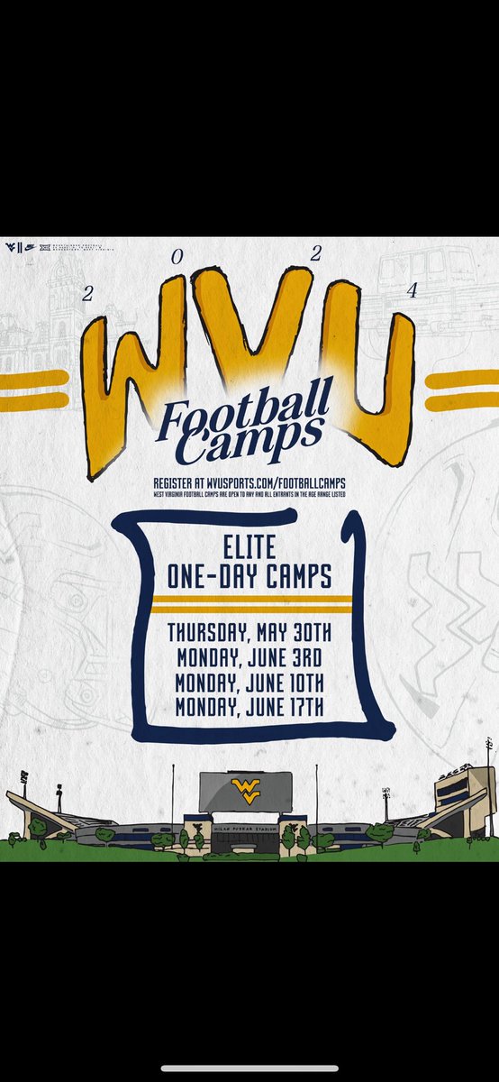 QBs! Come rip it with us this summer! 
29 Days away until camp 1 ‼️sign up today wvusports.com/footballcamps