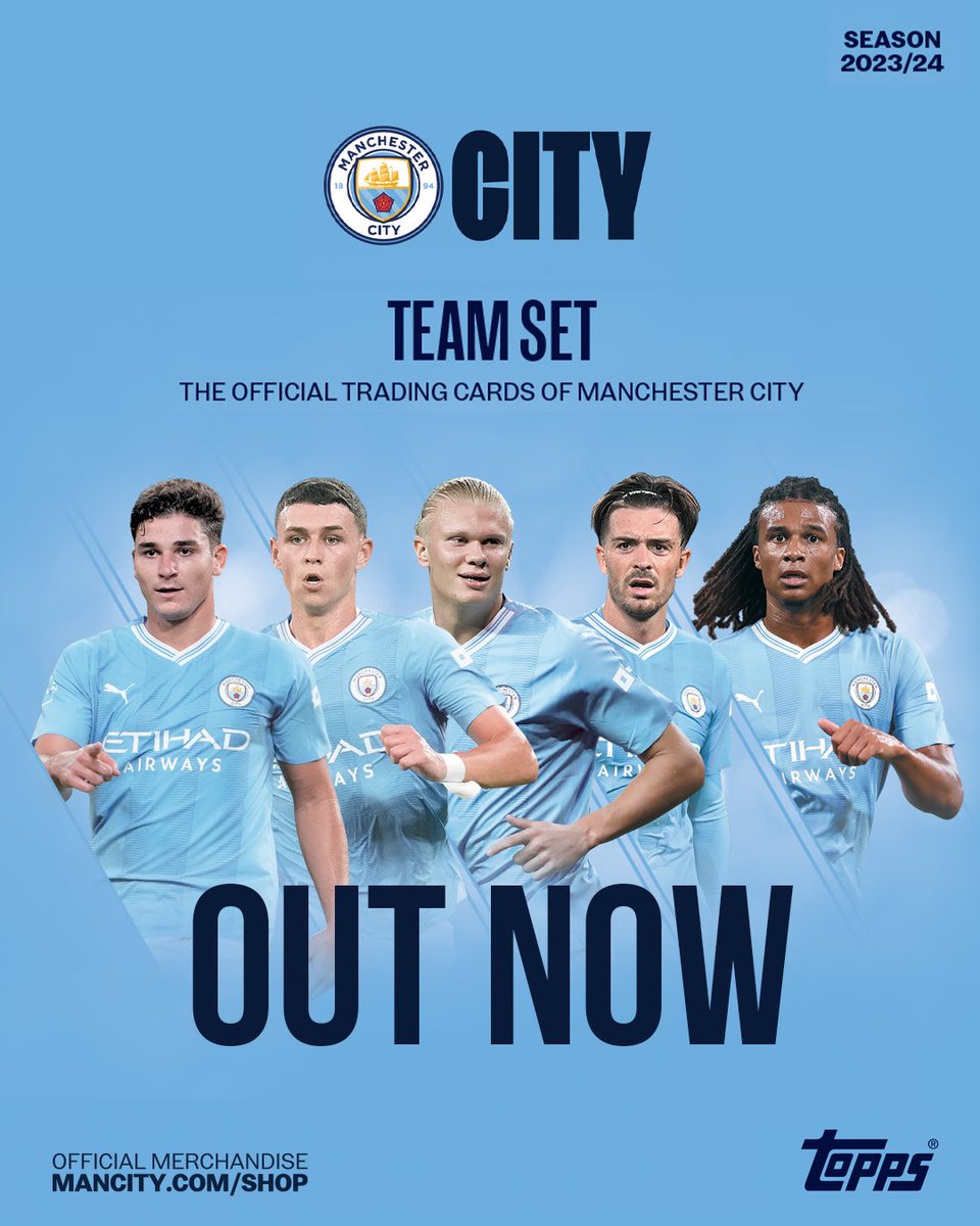 Topps_UK's tweet image. 👕 The treble winners return for the 2023/24 season, with the Topps @ManCity Team Set more stacked than ever!
 
🌑 Blue Moon
🤯 Mind Control
💧 Gold Drip
 
1️⃣ Autograph, Relic or Auto Relic per box!
 
🔗 uk.topps.com/products/topps…

#topps #mancity #thehobby #footballcards