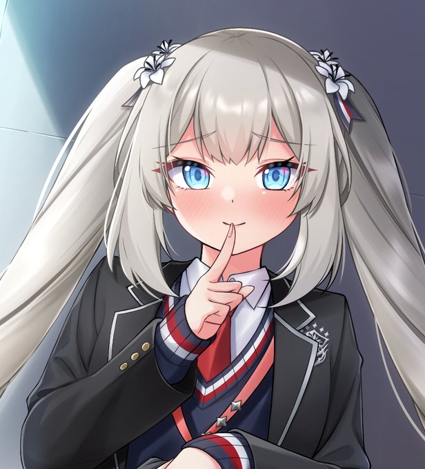 「finger to mouth twintails」 illustration images(Latest)