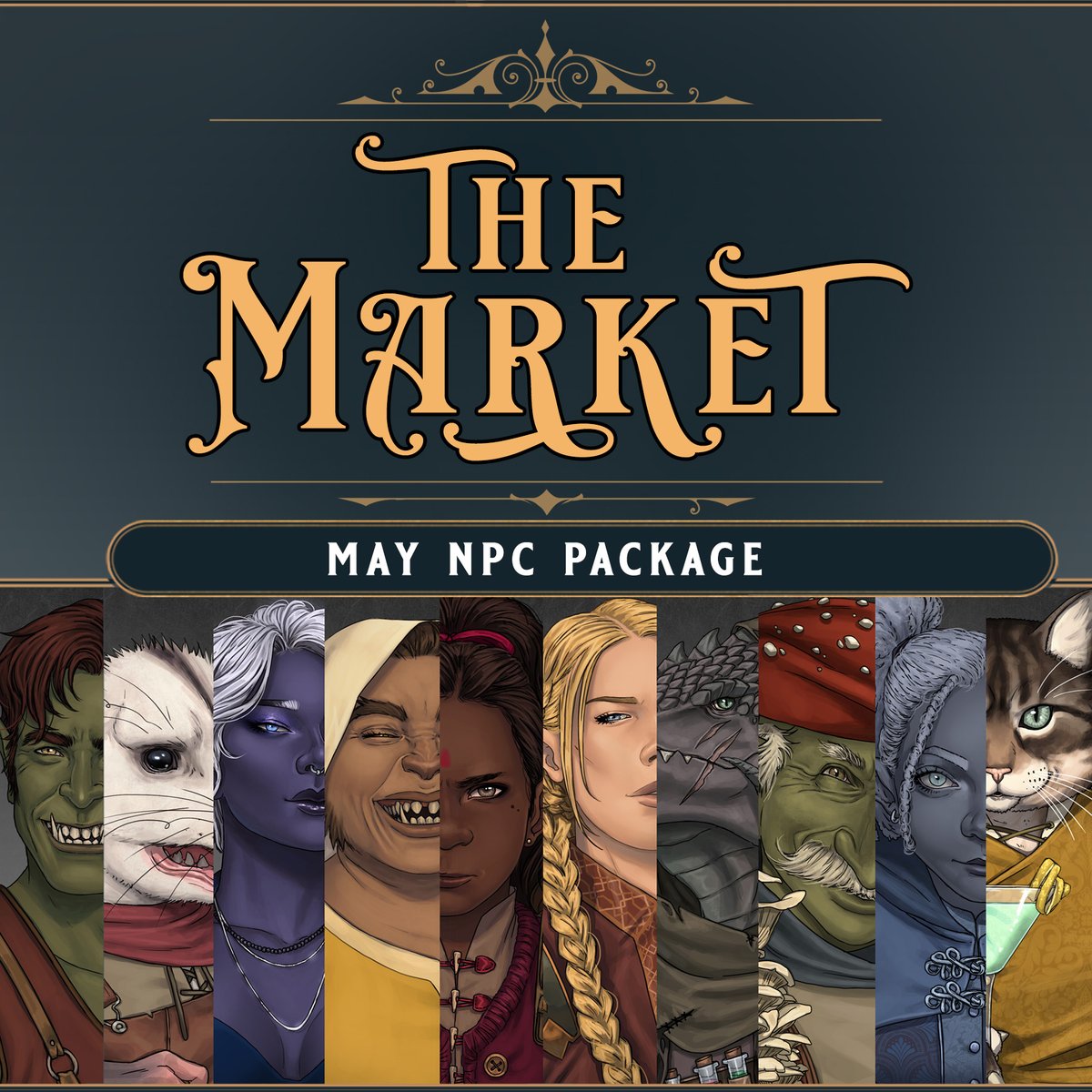 It's Market day!✨ This month, in the ArtVenturing Guild, I bring you an eclectic bunch of folks you could find in a bustling market.🙌 10 new NPC portraits ready to use in your private & streamed games! Are you ready for a shopping session?👀 Join the Guild & meet them!⬇️