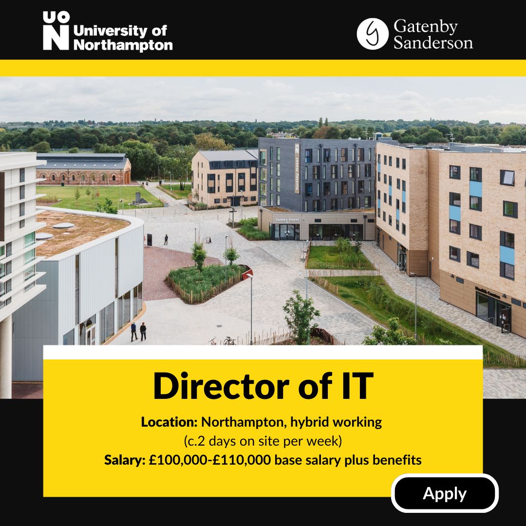 The University of Northampton are seeking a key member of their Leadership Team, a Director of IT to maintain its hard-earned position as a sector leader in IT innovation and digitally enabled learning. #HigherEducation #Director #Northampton tinyurl.com/yutxqdng