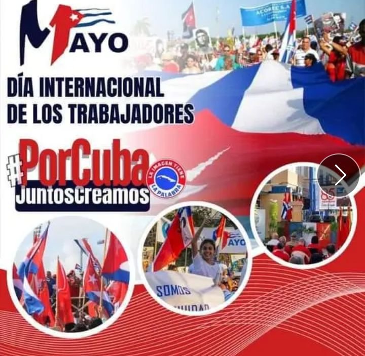 ¡Buenos días, #Cuba! 
Llegó el #1Mayo, la gran fiesta de los trabajadores. Demostremos hoy el respaldo del proletariado cubano a su Revolución y a las conquistas alcanzadas por el movimiento obrero.
¡Muchísimas felicidades!
#PorCubaJuntosCreamos 
#SantiagoDeCuba