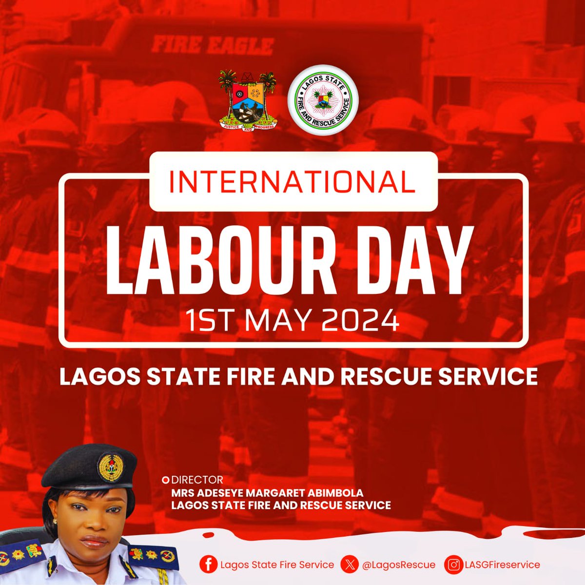 'Saluting the heroes of Lagos State Fire and Rescue Service this Labour Day. Thank you for your unwavering dedication and bravery.'