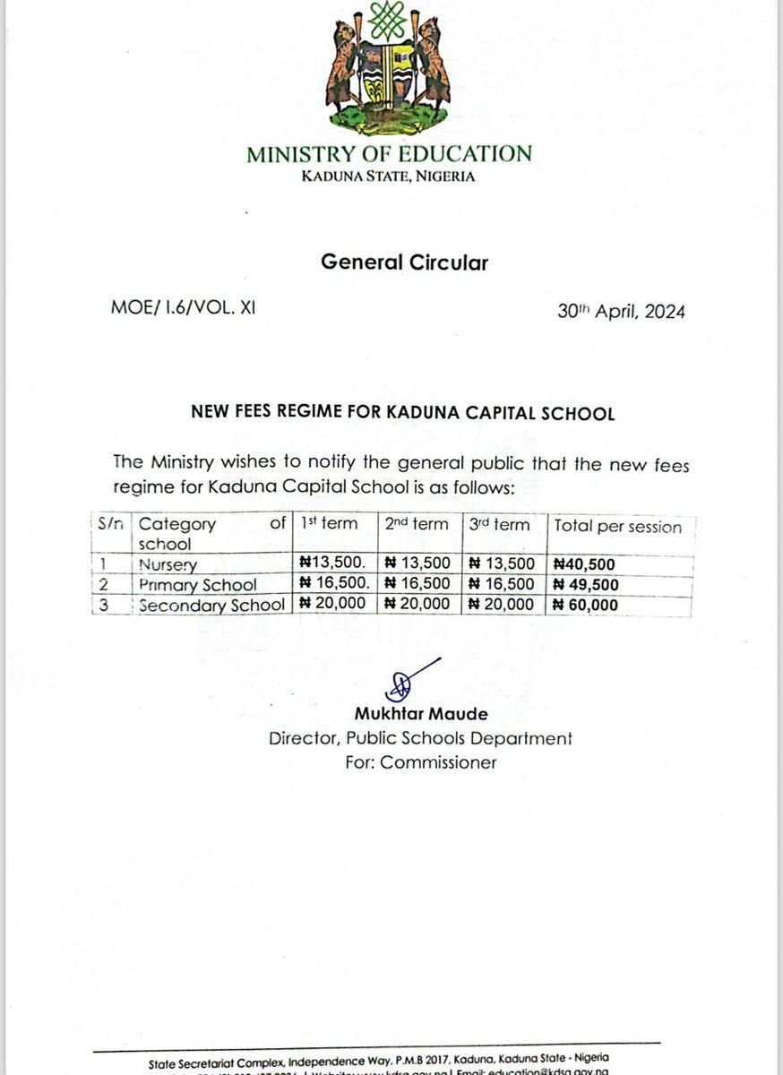 Breaking In a bid to make education more affordable, the Kaduna State Government, under the leadership of Senator Uba Sani, has reduced the school fees of Kaduna Capital School.