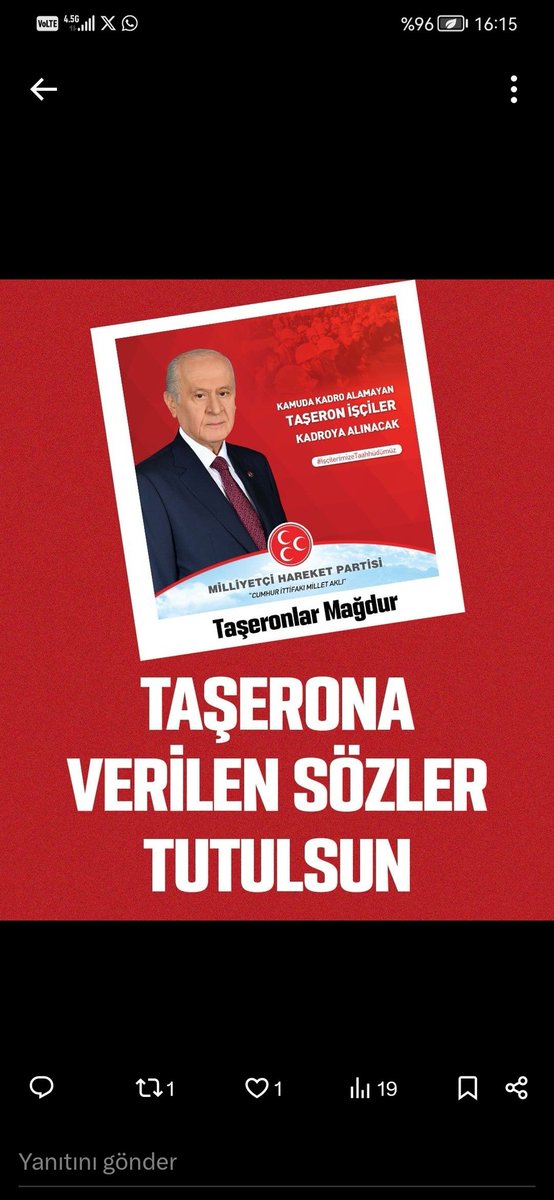 Asıl işi yapanın mesaisiz çalıştığı bir bayram  #1Mayıs

Taşeron kalanlara söz verilen vaatler yerine getirilmelidir. @isikhanvedat @vedatbilgn @csgbakanligi @M_Levent_Bulbul @MHP_Bilgi @akbasogluemin @Akparti @iletisim