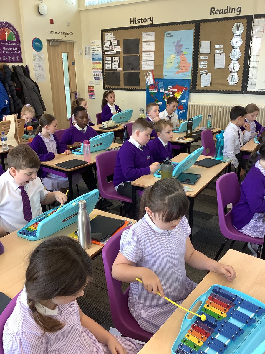 Year 4 developing their percussion and rhythm skills in Music this morning. They were also developing their understanding of how tonread and follow motifs in music. 🎼 <a href="/GarstonCE/">GarstonCE</a> <a href="/RainbowEduMAT/">Rainbow Education MAT</a>