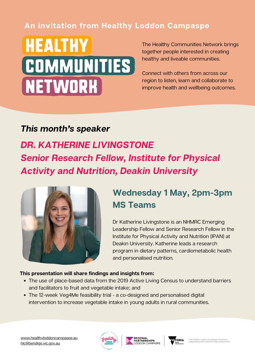 Thanks for having me Healthy Communities Network! Was great to share findings from our collaborative projects to improve diets in regional communities 🥬🥕
