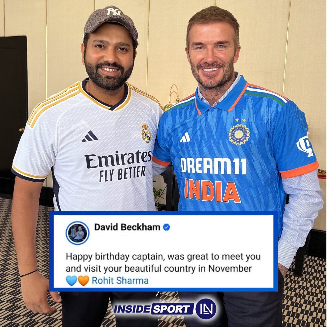 David Beckham extends his birthday wishes to Rohit Sharma. #RohitSharma #DavidBeckham #HappyBirthdayRohitSharma #CricketTwitter