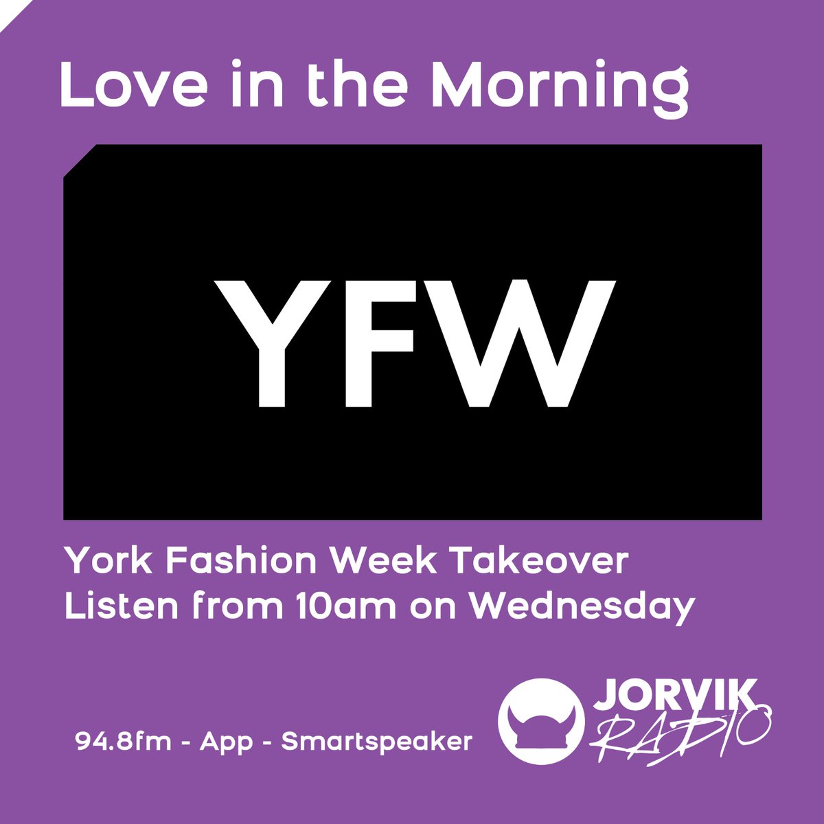 More guests from @YorkFashionWeek coming up between 11 and Midday as we give you a unique insight into this fabulous celebration of local and regional fashion which starts tomorrow... Tune in on 94FM & jorvikradio.com/player/
