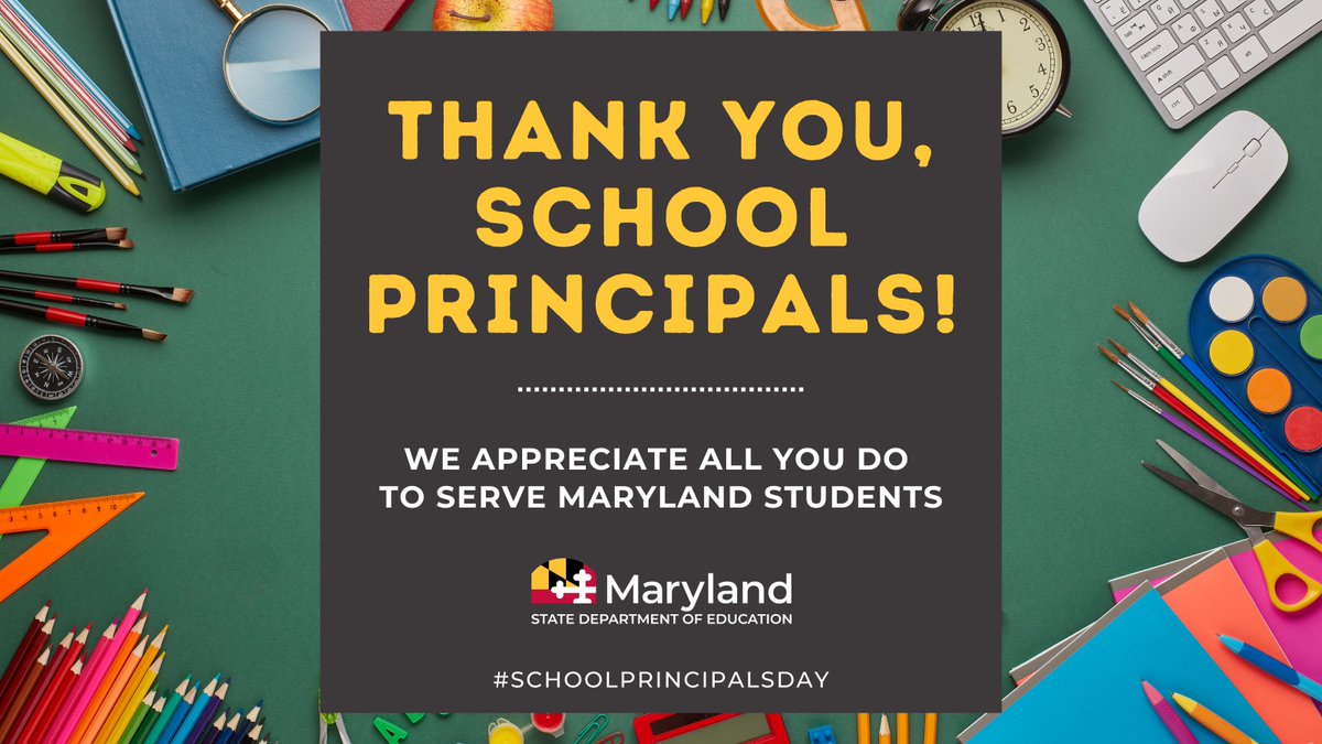 May 1 is #NationalSchoolPrincipalsDay! Thank you to all MD school leaders for your unwavering dedication and tireless efforts in shaping the future of our students, supporting our teachers, and enriching our school communities. Your leadership is truly valued and appreciated!