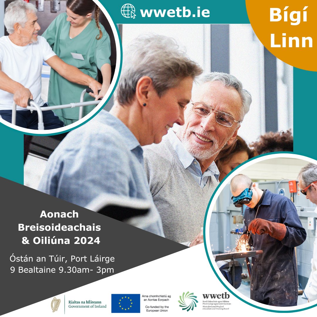 Cuimhnigh ar an dáta👉9 Bealtaine 9.30rn-3.00in #FETFair Breisoideachas & Oiliúna ’24 in Óstán an Túir, Port Láirge
An bhfuil tú ag smaoineamh ar uasoiliúint, athoiliúint nó filleadh ar an oideachas? #Tá cúrsa ag WWETB duit 
📩courses@wwetb.ie nó📲 (051) 302287 / 058 48228