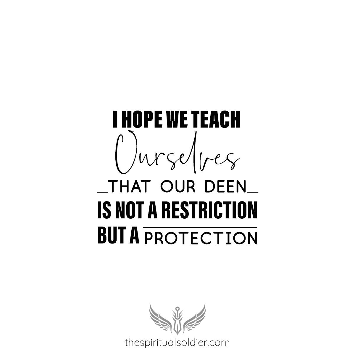 SpiritSoldier77's tweet image. I hope we teach ourselves that our deen is not a restriction but a protection.

#drlepora #spiritualSoldier #FaithProtection #Empowerment #Spirituality #Liberation #Understanding #PositiveOutlook #EmbraceBeliefs #DeeperConnection #InnerPeace #Guidance #Strength #Unity