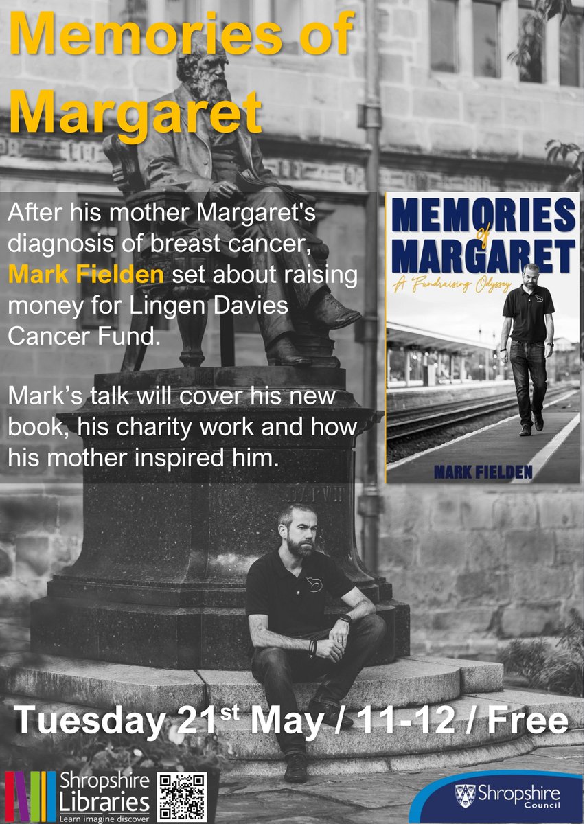 Join Mark Fielden here as he talks about his fundraising journey that culminated in his book Memories of Margaret. To include a Q&A session and light refreshments.