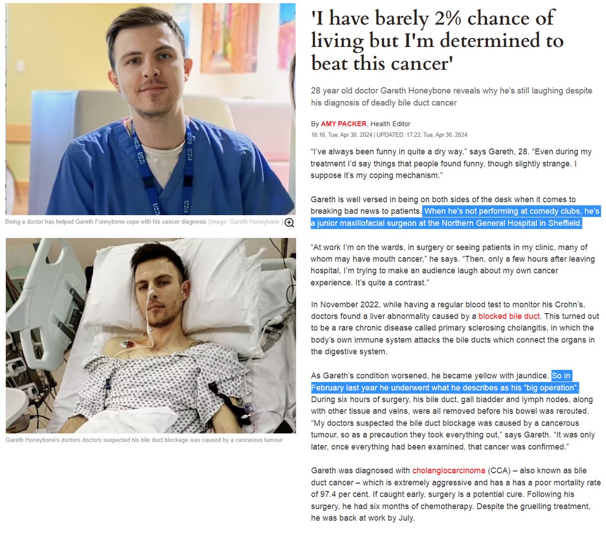 MakisMedicine's tweet photo. NEW ARTICLE: Turbo Cancer - Cholangiocarcinoma in 20 & 30 year olds (used to be a disease in 70 year olds) - once you get COVID-19 Vaccinated, "20 is the new 70"

Imagine a pharmaceutical product so safe & effective, it gives 20 year olds terminal illnesses of 70 year olds. 

Pfizer & Moderna COVID-19 mRNA Vaccines cause aggressive cancers called "Turbo Cancer". This is one of the most obvious phenomena in medicine today.

Cholangiocarcinomas are bile duct cancers, and they are skyrocketing in the COVID-19 Vaccinated population. But that's not the worst of it.

The age of people being diagnosed with cholangiocarcinoma has shifted so dramatically, as to represent an entirely new, never-before-seen phenomenon. Average age for this condition was 70-72 years old. Which means half the patients were older than this.

Now, the diagnoses are in people in their 20s & 30s

California - 23 year old Sydney Towle was diagnosed with a cholangiocarcinoma (bile duct cancer) in August 2023 after doctors “discovered a sizeable mass in her stomach that had been growing for four months”.

She is dying. Average age for her disease type is 70 years old.

UK - 25 year old Daniella Tharckray, an HR professional, announced her own death in a LinkedIn post, released after her death from cholangiocarcinoma.

She died after a 7 month battle. Average age for her disease type is 72 years old.

A 25 year old died from a disease typical of a 72 year old.

There are 13,146 Oncologists practicing in the United States. Not one is speaking out. How is it possible for an entire medical specialty to implode and fail so spectacularly?

As a physician, when a 20 year old shows up in your office, dying from a disease that affects 70 year olds, you start asking questions. When 10 show up, you present at International Conferences and write multiple peer reviewed papers about it.

I don’t know what’s more frightening: the doctors who can’t see this, or the doctors who do see it, but look the other way and don’t say a word about it.

Every Oncologist in America is either incompetent or corrupt - is that really where we are today? 
What a sad state of affairs. 

Article Link in photo to avoid shadowban, just re-type the URL in the 1st photo at the top, into your browser to access

@HighWireTalk @ClaytonMorris @TheChiefNerd
@VigilantFox @joerogan @TuckerCarlson

#DiedSuddenly