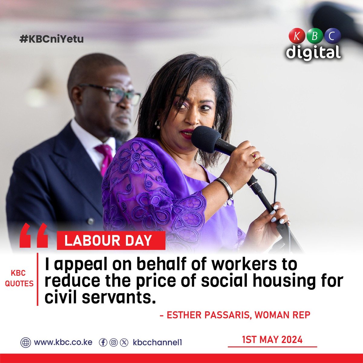 'I appeal on behalf of workers to reduce the price of social housing for civil servants.'
- Esther Passaris
#KBCniYetu^EM