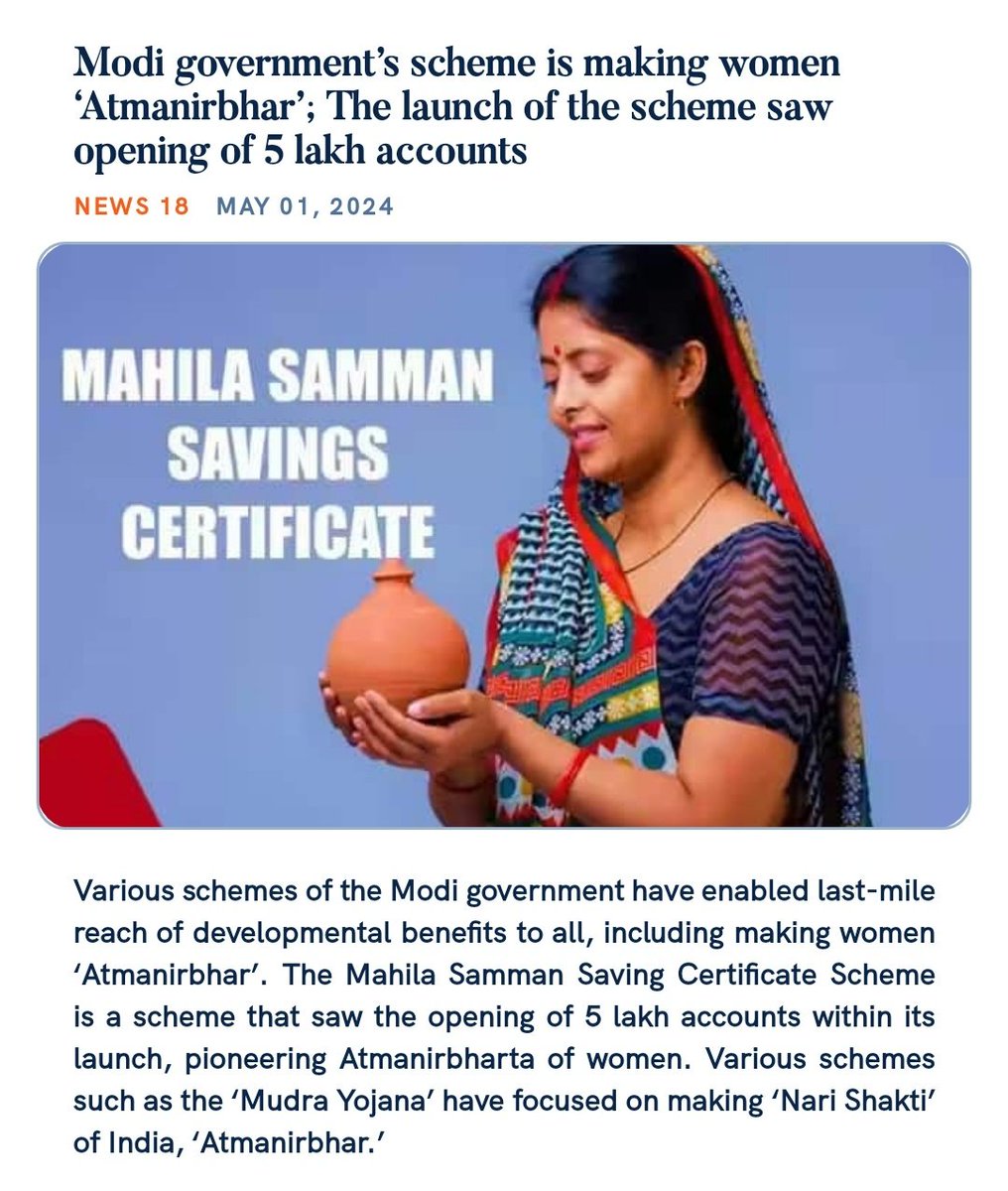 Modi government’s scheme is making women ‘Atmanirbhar’; The launch of the scheme saw opening of 5 lakh accounts hindi.news18.com/news/nation/op… @praveenskapoor @Virend_Sachdeva @BJP4Delhi @VikramMittalBjp