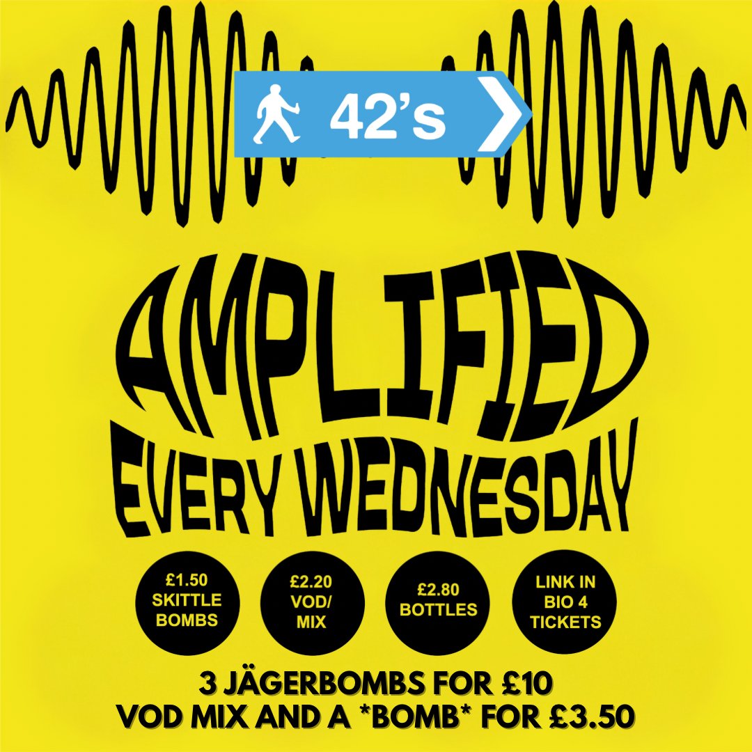 Yes AMPLIFIED is back tonight! With a bunch of DRINK DEALS and limited FREE TICKETS 🫡 *BOMBS* include; Cherry 🍒 Skittle 🍬 Bakewell 🍰 Tickets via the link below! fatsoma.com/e/bp6w1ca9/amp…