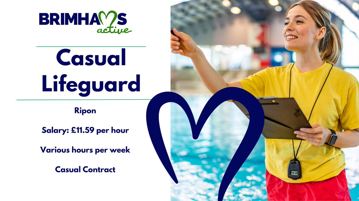 Brimhams Active are looking for a fun and passionate individual, could this be you? 👈
#BrimhamsActive is seeking a Casual #Lifeguard to join them at their team in #Ripon. No experience is necessary as full training could be provided. 👏 
🔗Visit rebrand.ly/iw59adi