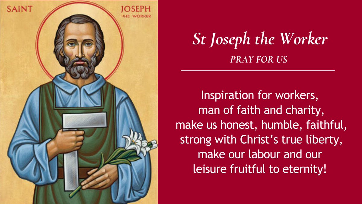 Today is the Feast of #StJoseph the Worker, one of the principal patrons of our diocese. We pray for all #workers, all who work in our diocese and for the unemployed.