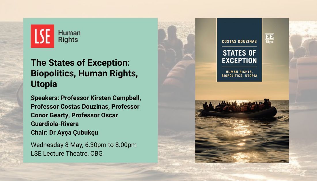 Next week we will be joined by @CostasDouzinas, Kirsten Campbell, @conorgearty, Oscar Guardiola-Rivera and @ayca_cu for the launch of 'The States of Exception: Biopolitics, Human Rights, Utopia'! Find out more👉 buff.ly/3JpZJCM