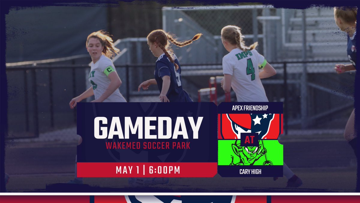 Game Day! The Lady Patriots head to WakeMed Soccer Park to compete against the Imps of Cary! Come out, support (bring chairs!), and wear your WHITE! #COYP #PATFAM #PLAYATSPEED @TheNCCourage @NahasSean