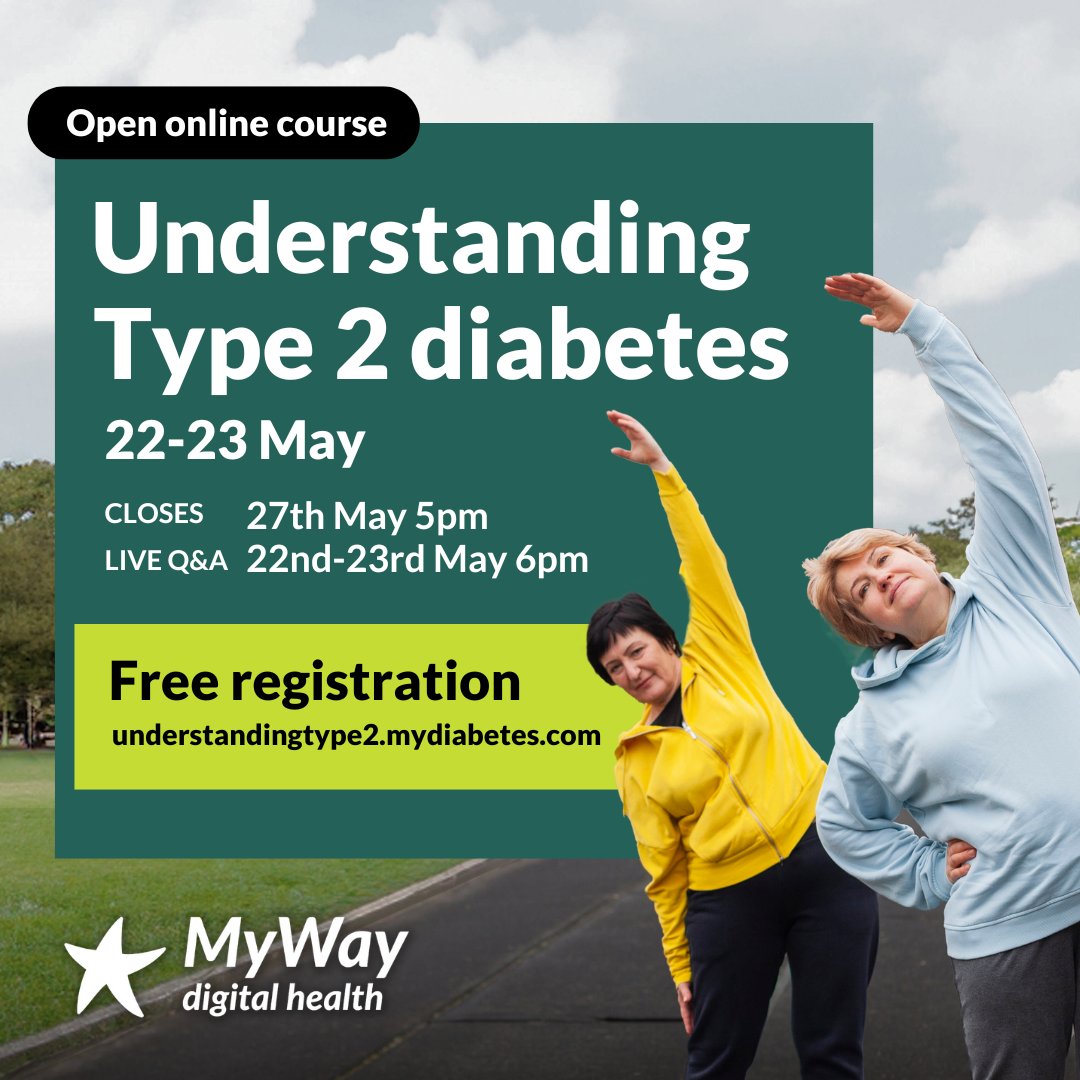 Stepping into May with new course dates! Join us for our Understanding #Type2 #Diabetes course! 📆Starts Wed 22nd May With live Q&A sessions with our diabetes experts on 22nd & 23rd at 6pm (BST) Find out more & sign-up today: understandingtype2.mydiabetes.com #GBDoc #Healthcare