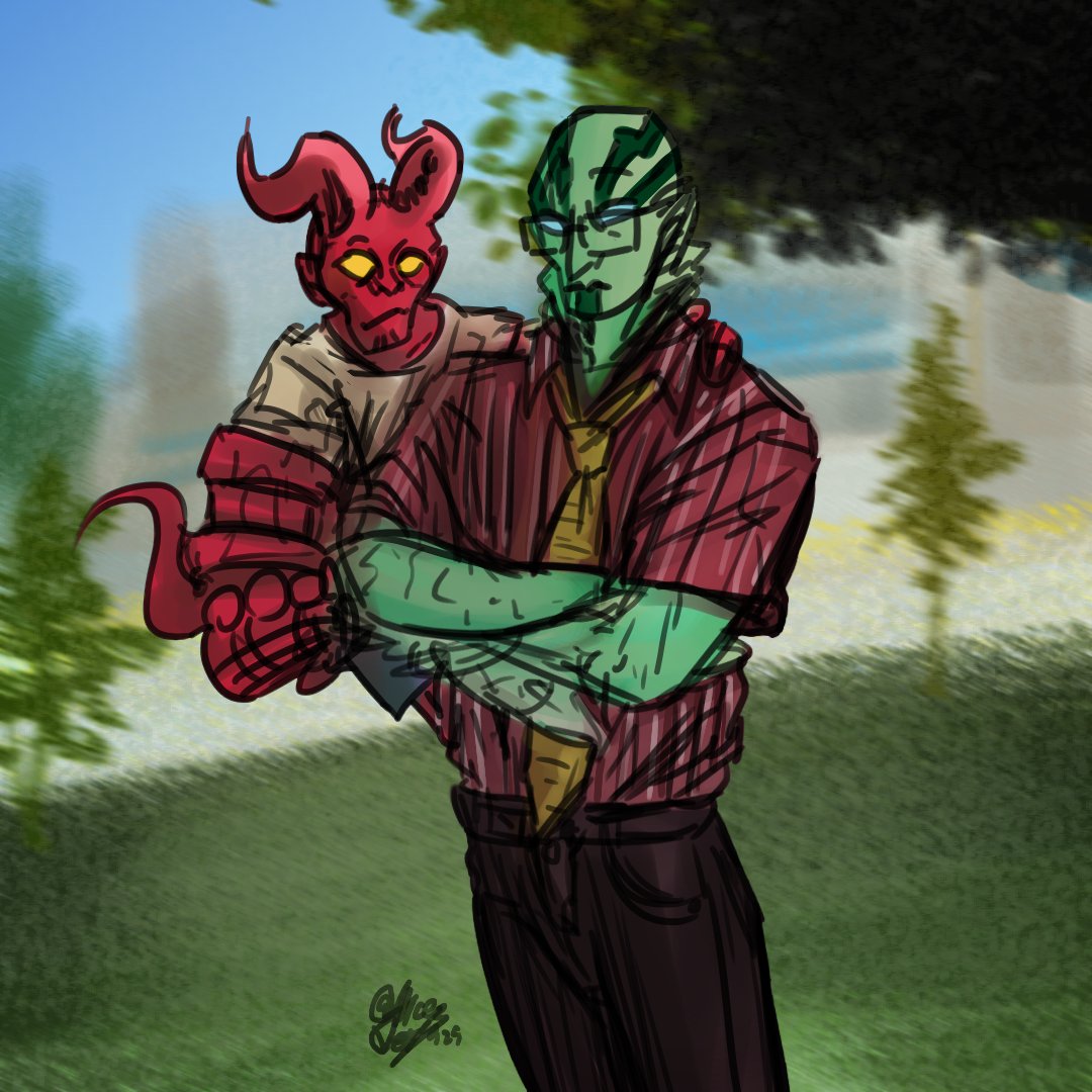 one of silly doodles...
#hellboy #abesapien #fanart #bprd