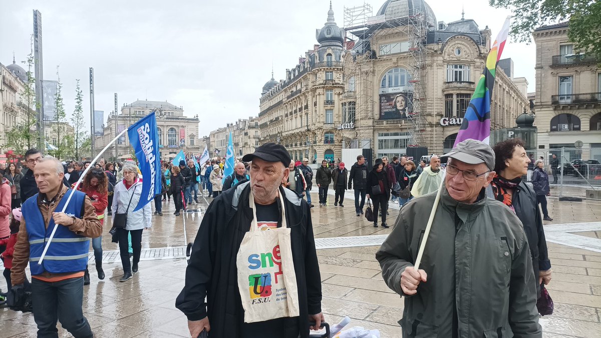 1500 manifestants à #Montpellier pour un #PremierMai revendicatif sous la pluie !