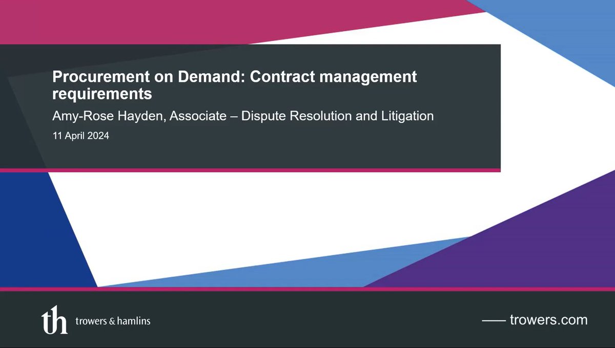 In our latest Procurement on Demand video, Associate Amy-Rose Hayden, provides an overview of some of the new contract management requirements set out at Part 4 of the 2023 Act. Watch here: bit.ly/44jtH51