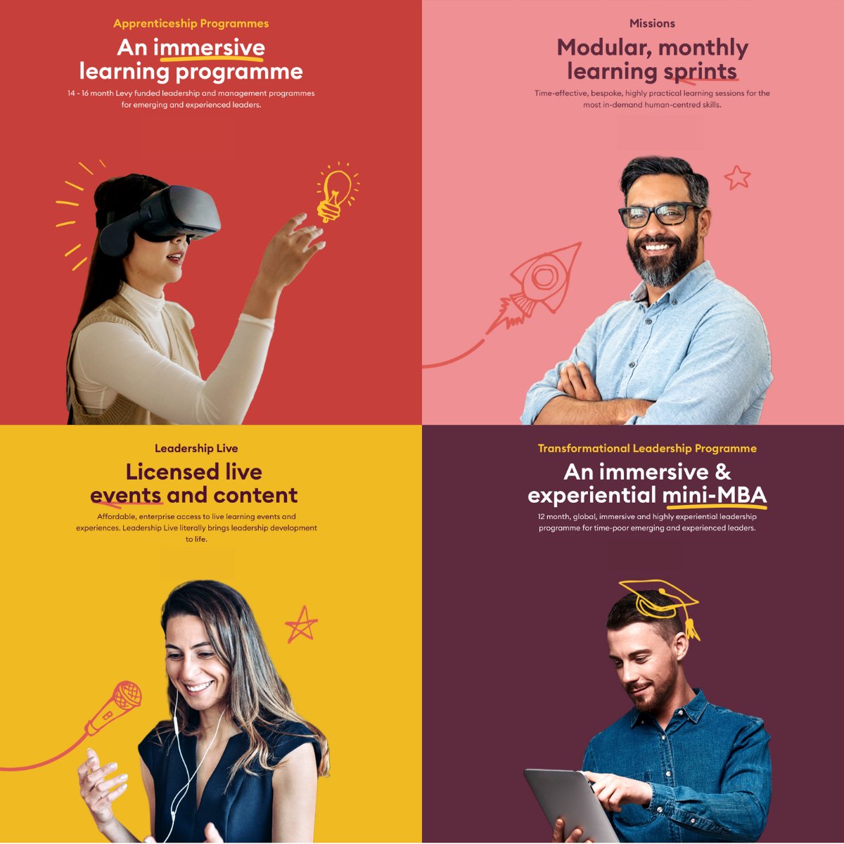 Are you ready to accelerate your organisation’s productivity &amp; growth? 

Look no further than our leadership development offerings:
⭐ Apprenticeship Programmes
🚀 Modular Learning Sprints 
🔥 Licensed Events &amp; Content 
 📈 Immersive Mini-MBA 

More here: bit.ly/44mz57j