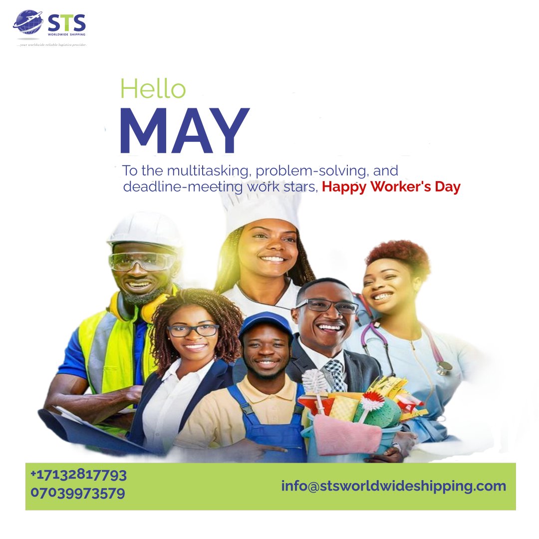 Happy New Month! To the multitasking problem-solving, and deadline-meeting work stars, Happy Worker's Day.
#happynewmonth #may #happyworkersday #logistics #freight #airfreight #seafreight #cargo #shippingandhandling #stsworldwideshipping #globalshipping #seamlessshipping