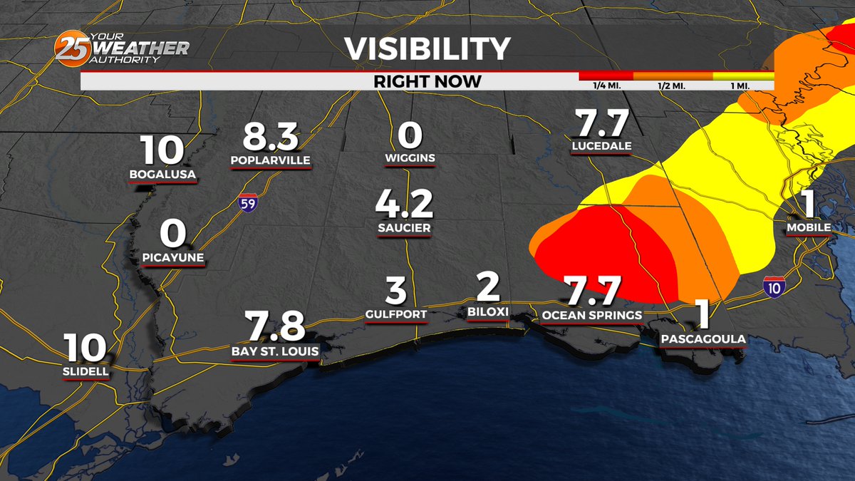 @WXXV25 - A thin veil of low-level clouds settling down to the surface. Pockets of #DenseFog for your Wednesday morning commute.

#DenseFogAdvisory #TravelSafely