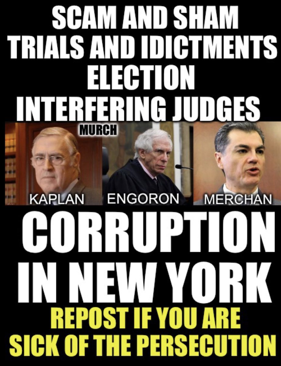 Each Judge in each trial has committed election interference. Kaplan with his ludicrous ruling with E. Jean’s fairy tale, Engoron with his outlandish fine imposed, & Merchan with his ridiculous gag order on a trial that most experts agree has no merit. Stop the witch-hunt!