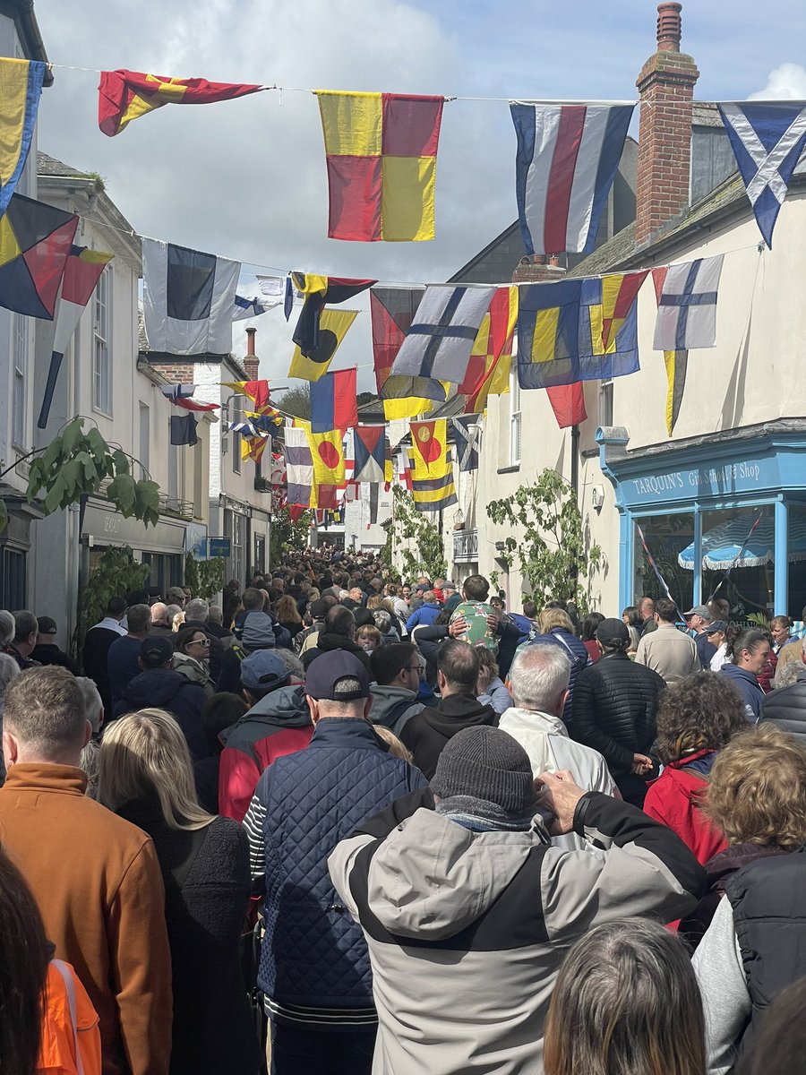 The streets of Padstow are jammed for the May Day celebrations as locals and some tourists await the Obby Oss.