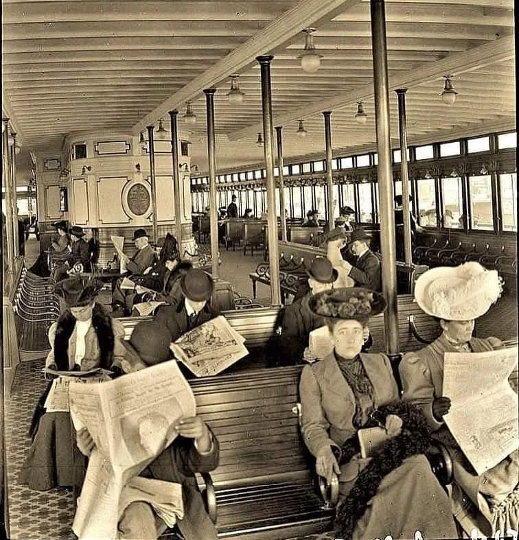1895. On board the Staten Island Ferry.