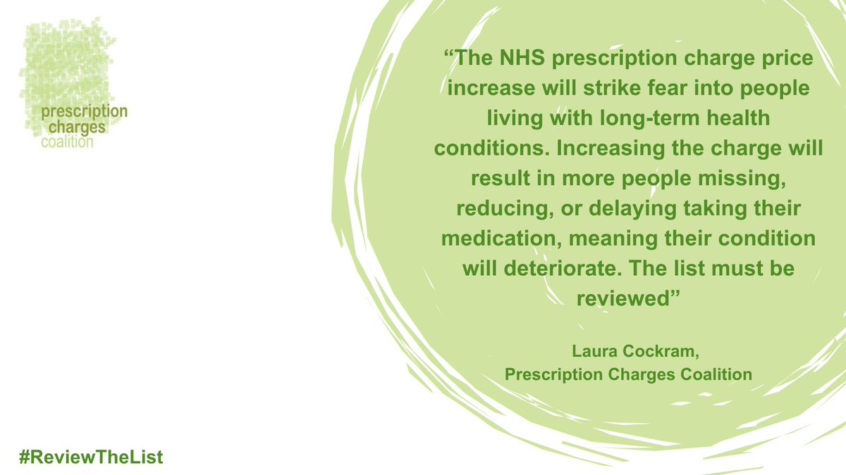 As members of the Prescription Charges Coalition, we’re joining the @the_pda, @NPA1921, @rcgp, @rpharms in calling for an urgent review of the exemption list for prescription charges in England. ➡️ Find out more: prescriptionchargescoalition.co.uk #ReviewTheList