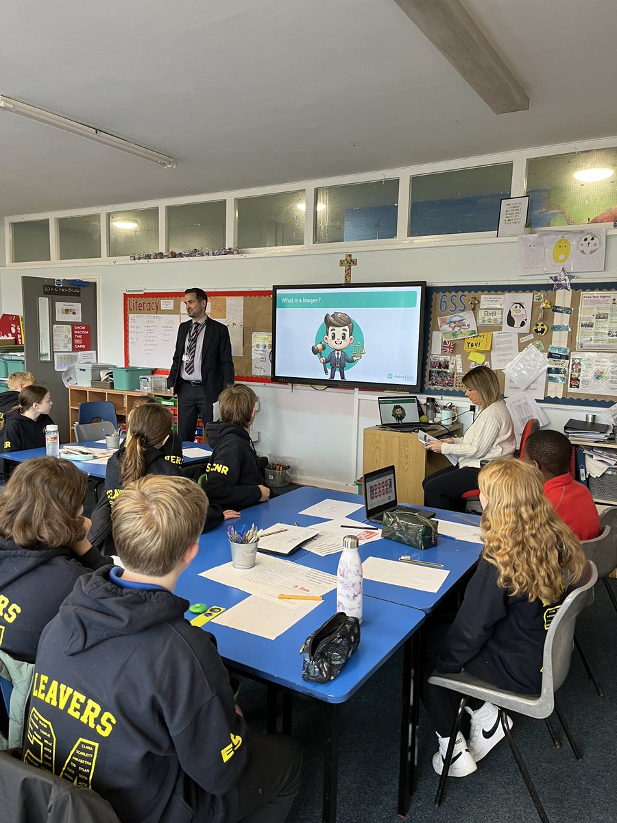 mcghie_mrs's tweet image. Thank you so much to Ben and Catrina for coming to talk to Year 6 today about working in a law firm. We were interested to learn how many of our values are part of your work😊 Diolch! #WorldofWorkWeek @llandaffcity