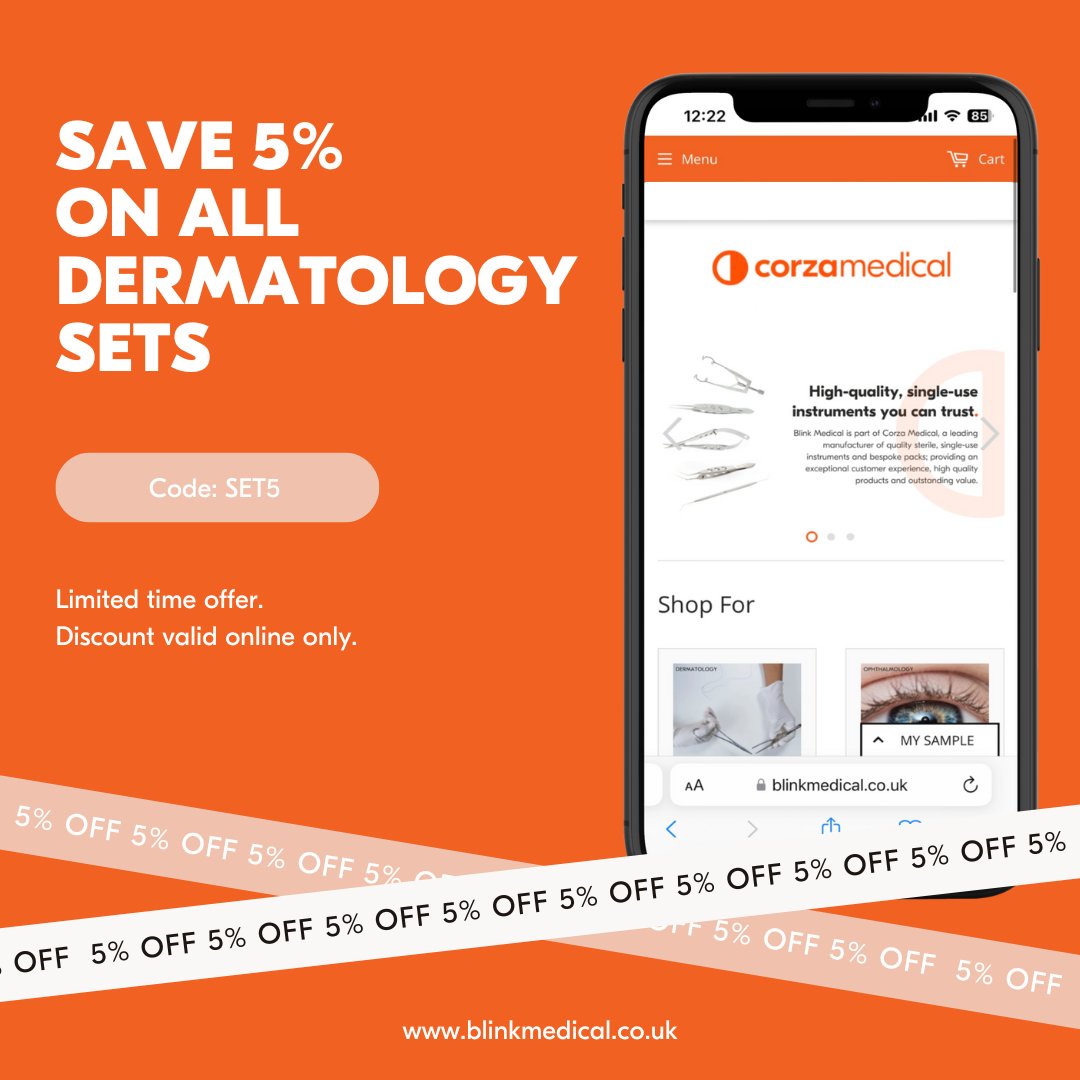 Have you heard?

You can now save 5% on all Blink dermatology sets online – for one week only!

Use the code ‘SET5’ at checkout.

Limited time offer – only valid on orders placed online.

Shop: blinkmedical.co.uk