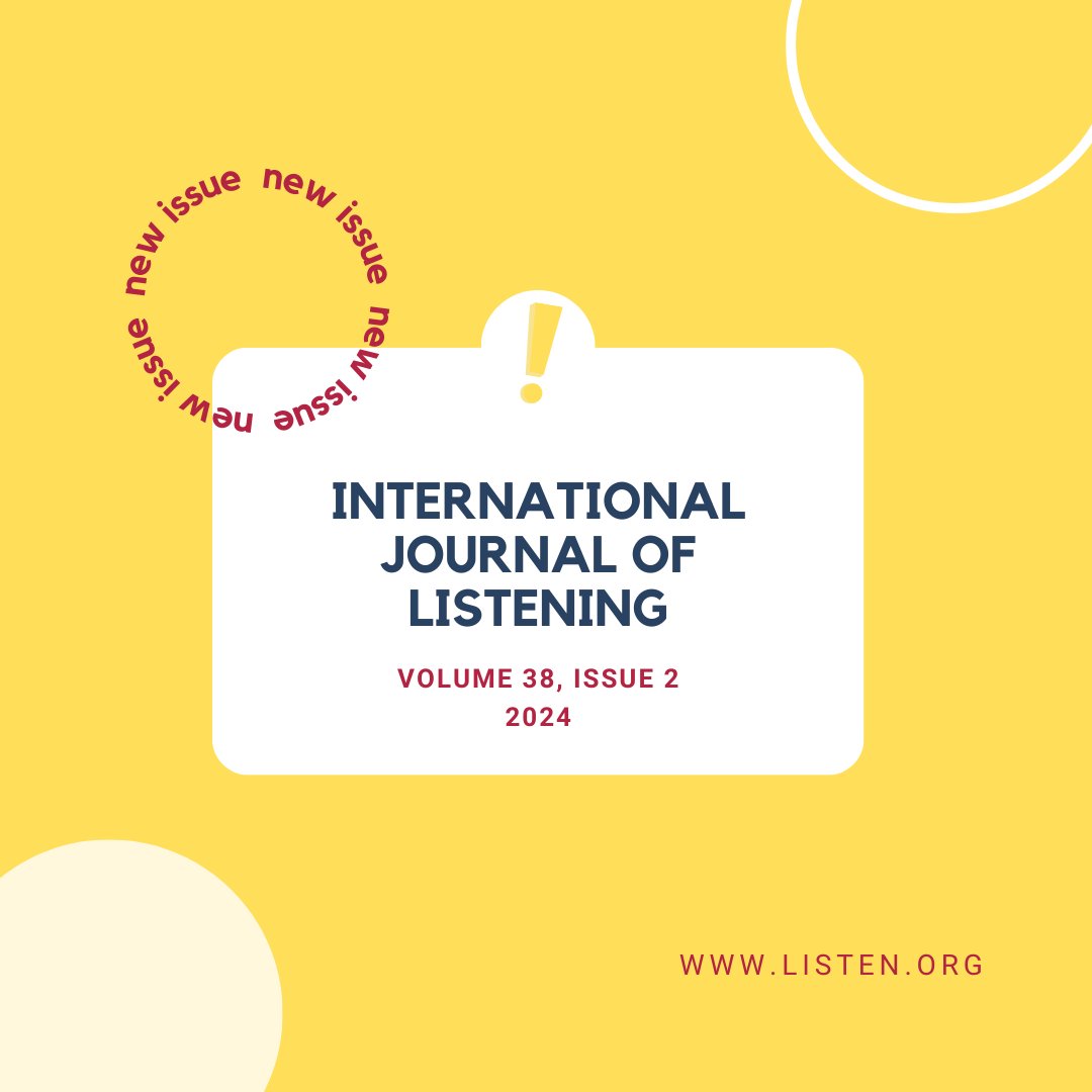 Check out the new issue of the @Intlistening International Journal of Listening, focused on listening in language learning and educational contexts
tandfonline.com/toc/hijl20/cur…
#listening #education #learning #communication