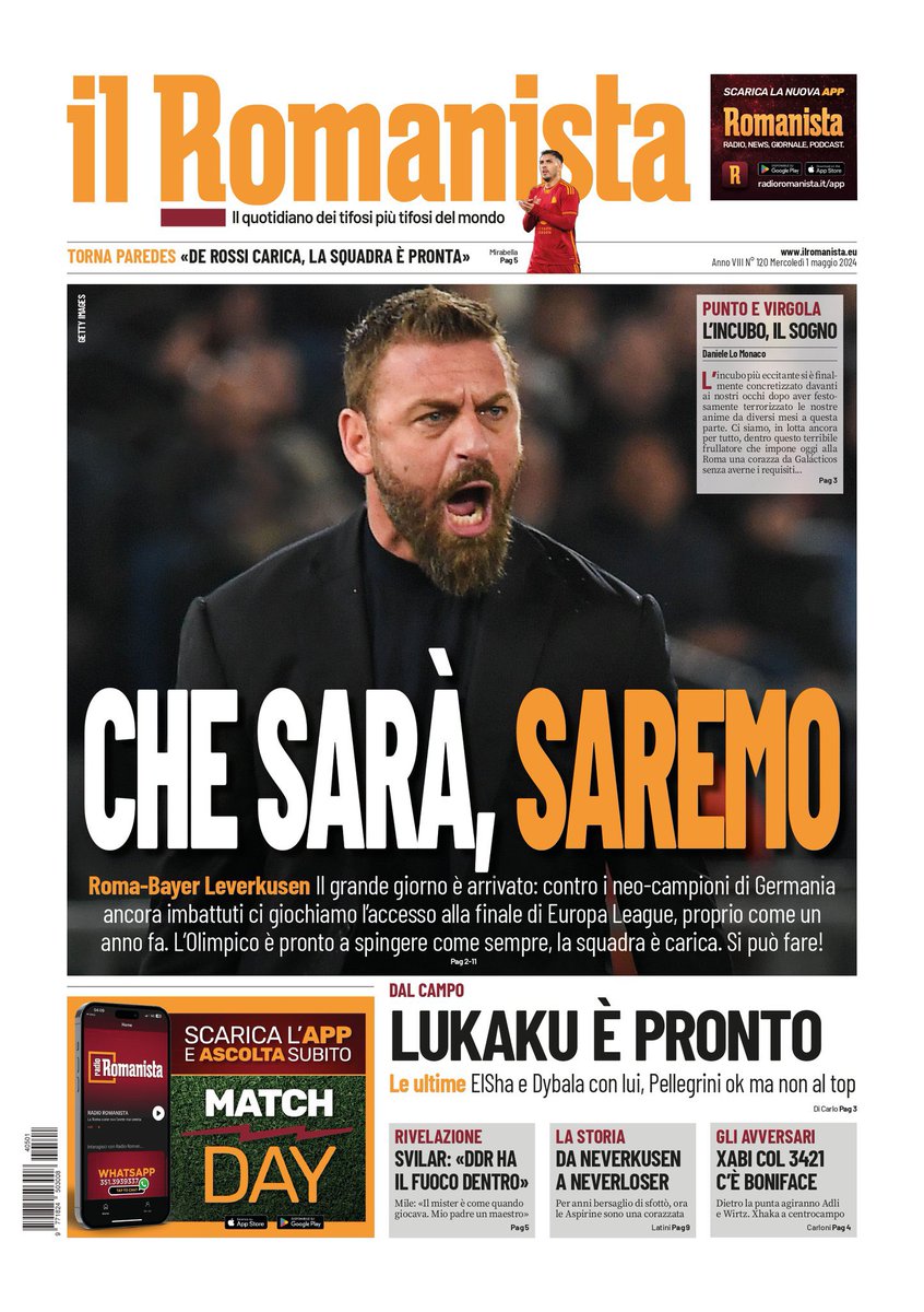 #primapagina #IlRomanista #edicola #rassegnastampa #Sportiva #1maggio