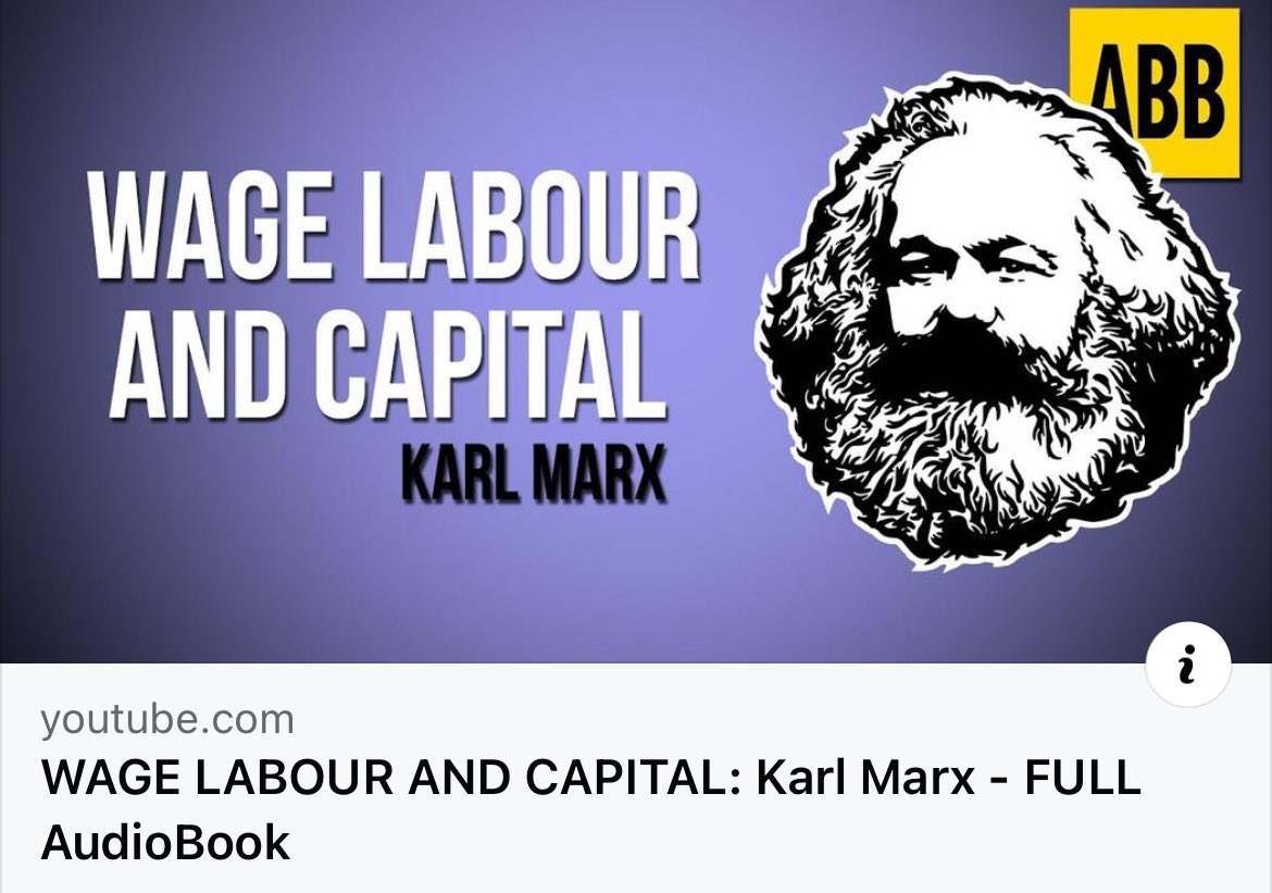 celebration of #MayDay2024 a free audiobook of Karl Marx’s Wage Labour and Capital for Trade Union Left Forum supporters. youtu.be/QzGhmoLJq58?si… Up the Workers ✊